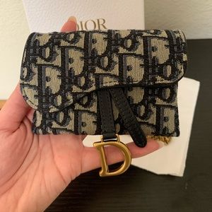 Dior Oblique Saddle Nano Pouch with chain